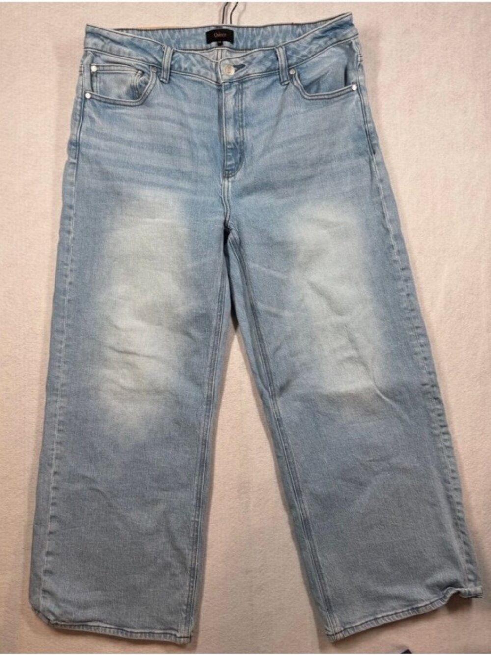 Quince Bella Stretch Relaxed Straight Jeans Cool Blue 28" Inseam Women's Size 33